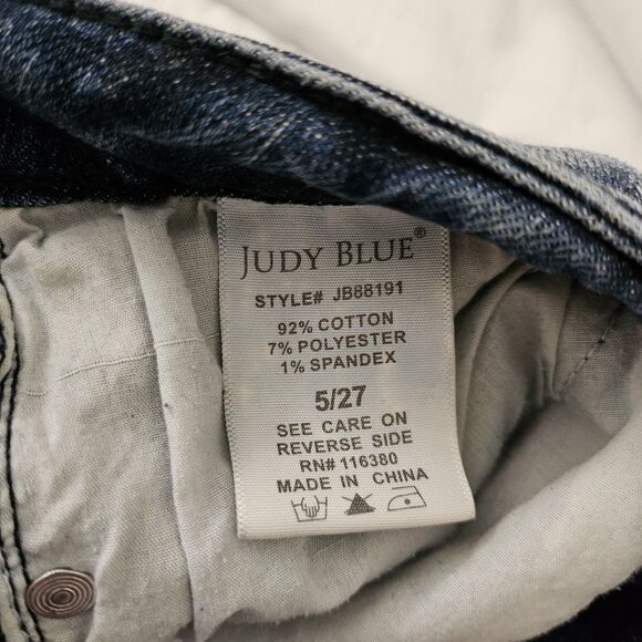 Judy Blue Jeans Womens 27 Blue Relaxed Fit Crop Raw Hem High-Rise Stretch - Picture 5 of 10